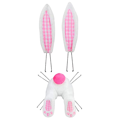 Osterkranz mit Hase Hintern, Osterkranz mit Hasenohren Butt, Osterkranz mit Hasenohren Dekorationen, Osterhasenkranz Osterkranz Mit Hasenpopo, Bunny Butt Plüschkranz Ostern Dekor (Pink-C, One Size) von Kielsjajd