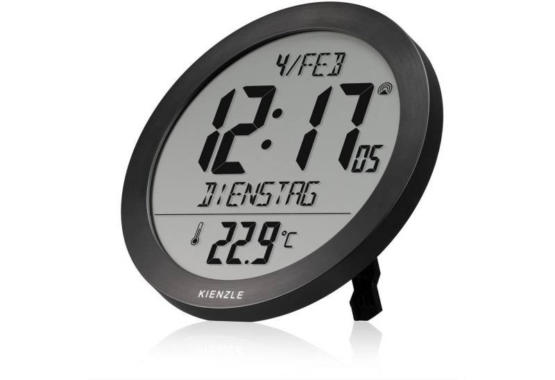 Kienzle Wanduhr KIENZLE DCF-Funkwanduhr mit Innentemperatur schwarz von Kienzle
