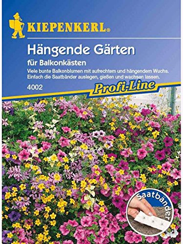 Blumenmischung, Hängende Gärten, für Balkonkästen, Saatband 5mtr von Kiepenkerl - Blumen-Saatgut