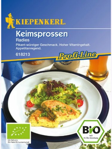 Bio Keimsprossen verschiedene Sorten Alfalfa Radies Brokkoli Weizen Rauke Linsen Zwiebel (Radies) von Kiepenkerl