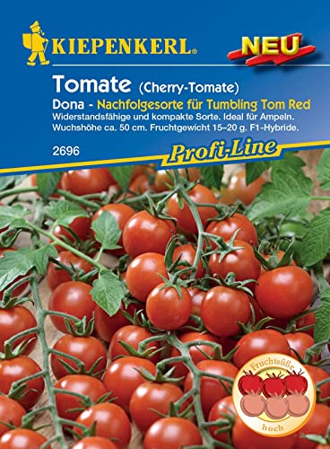 Kiepenkerl 2696, Portionssaatgut, Cherry-Tomate Dona F1, Widerstandsfähige und kompakte Sorte, Ideal für Ampeln von Kiepenkerl