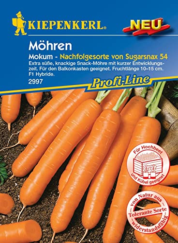 Kiepenkerl 2997, Möhre Mokum F1, Finger-Möhre, Portionssaatgut, Extra süße knackige Snack-Möhren mit kurzer Entwicklungszeit von Kiepenkerl