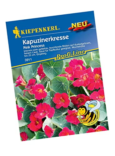 Kiepenkerl 3911 Kapuzinerkresse Pink Princess, intensiv pink leuchtend, ideal für Töpfe Kübel und Ampel, essbar, Nahrungsquelle für Nützlinge und Insekten von Kiepenkerl