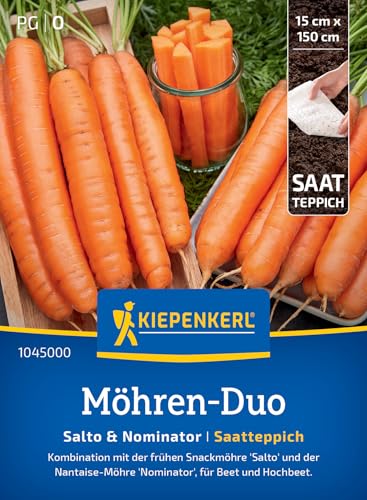 Kiepenkerl Möhren-Duosamen Salto & Nominator 1045000 - Schnell wachsende Möhrensamen, ideal für Hochbeete & Töpfe, resistente Karotten Samen, Saatteppich Kiepenkerl Möhren-Duosamen Salto & Nominator 1045000 - Schnell wachsende Möhrensamen, ideal für Hochbeete & Töpfe, resistente Karotten Samen, Saatteppich von Kiepenkerl