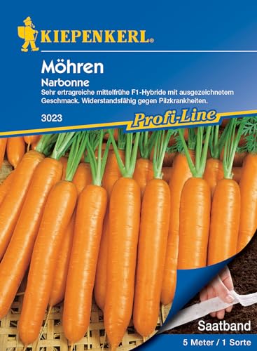 Kiepenkerl Profi-Line Möhren-Samen Narbonne 3023, F1 Saatband - Gemüse-Samen für süß-aromatische Möhren, Einfache Aussaat, F1-Hybride von Kiepenkerl