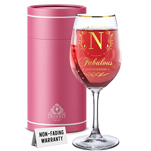 CROWNLY CRYSTAL® Personalisierte Geschenke für Frauen Weihnachtsgeschenke für Frauen Weinglas Mit Gravur Pinke Geschenke für Frauen Coole Geschenke für Frauen Weisswein Gläser Geburtstag (N) von CROWNLY CRYSTAL