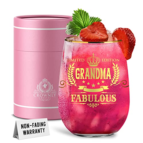 CROWNLY CRYSTAL® Geschenke für Oma und Opa Geschenke Oma Geschenke Zum Geburtstag Frauen Oma Weingläser Ohne Stiel Personalisierte Geschenke von CROWNLY CRYSTAL