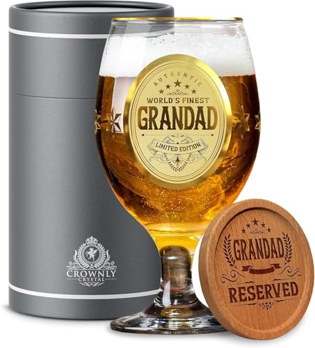 CROWNLY CRYSTAL® Opa Geschenke Geburtstag Personalisiertes Geschenk Opa Bierglas Mit Gravur Bester Opa Geschenk für Opa Von Enkel Weihnachtsgeschenke für Männer Geburtstagsgeschenk für Opa von CROWNLY CRYSTAL