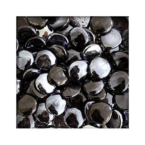 Kieskönig 1 kg Glasnuggets Glassteine Muggelsteine Mosaiksteine Tischdeko 25-30 mm Schwarz irisierend von Kieskönig