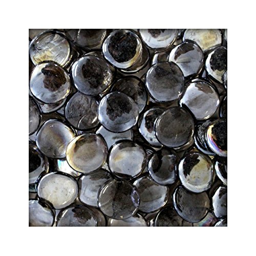 Kieskönig 1 kg Glasnuggets Glassteine Muggelsteine Mosaiksteine Tischdeko 25-30 mm Silbergrau irisierend von Kieskönig