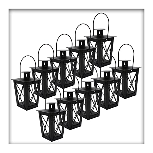 10 Stück Metall Mini- Laterne 2 Wahl Gartenwindlicht, zum Aufhängen, Windlicht, Laterne von Kieskönig