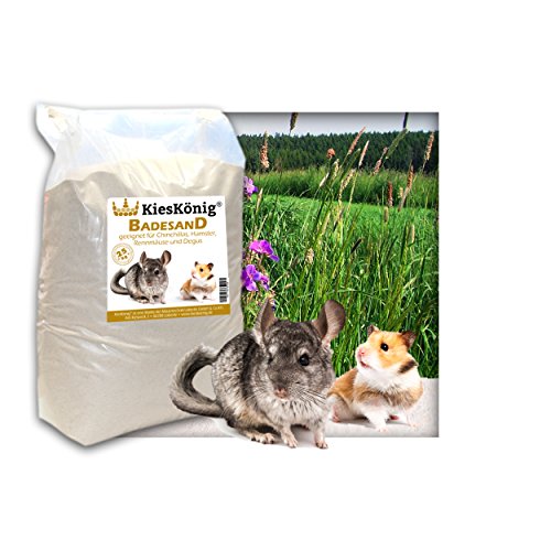 Premium Badesand für Chinchillasand, Hamster, Rennmäuse und Degus - samtweiche abgerundete Körnung 25 Kilogramm von Kieskönig