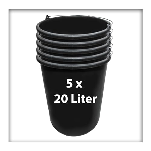 5 STK. 20 l Baueimer Zementeimer Mörteleimer Eimer mit Henkel Ernteeimer Putzeimer Wassereimer von Kieskönig