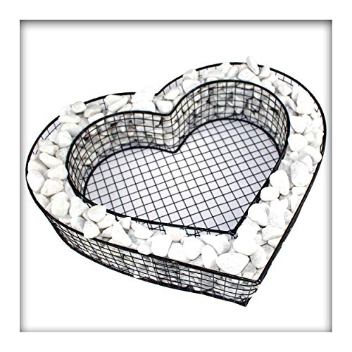 Herz Gitter Grabschmuck Grabgestaltung Friedhof Pflanzschale 8 cm Hoch mit Zierkies von Kieskönig