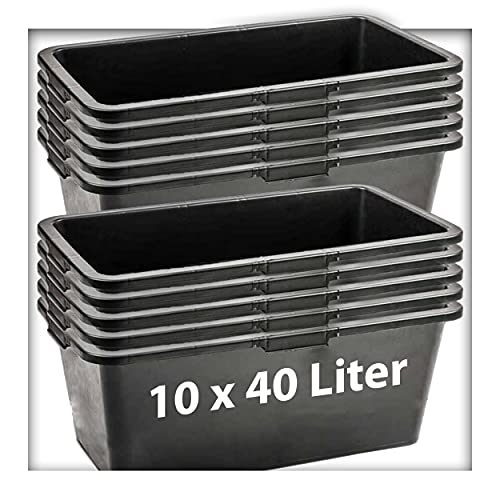 Kieskönig 10 STK. 40 Liter Mörtelkasten Pflanzwanne Tuppe Zementkübel Maurerkasten von Kieskönig