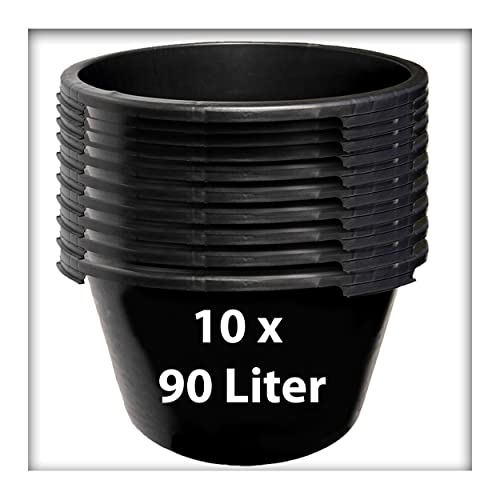 Kieskönig 10 STK. 90 Liter Mörtelkübel Pflanzwanne Mörtelkasten Zementkübel Maurerkasten rund von Kieskönig