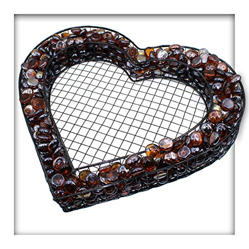 Kieskönig Herz Gitter Grabschmuck Pflanzschale Friedhof Grabdeko mit Glasnuggets Rotbraun von Kieskönig