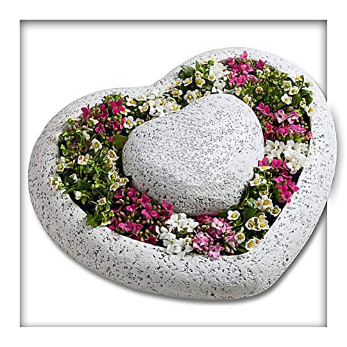 Kieskönig Pflanzschale Pflanzgefäss Herz Garten Blume Grab Grabschmuck Gartendeko 30 x 7 x 25 cm von Kieskönig