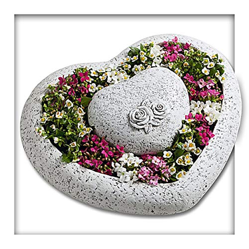 Kieskönig Pflanzschale Pflanzgefäss Herz Garten Blume Grab Rose Grabschmuck 30 x 7 x 25 cm von Kieskönig
