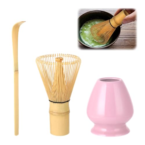 Kievano Matcha Set Rosa – 3-teiliges Matcha Tee Set mit 80-Zinken Matcha Besen, Bambuslöffel & Matcha Besenhalter, Japanisches Zubehör für Teezeremonie, Geschenkbox für Matcha-Liebhaber Kievano Matcha Set Rosa – 3-teiliges Matcha Tee Set mit 80-Zinken Matcha Besen, Bambuslöffel & Matcha Besenhalter, Japanisches Zubehör für Teezeremonie, Geschenkbox für Matcha-Liebhaber von Kievano