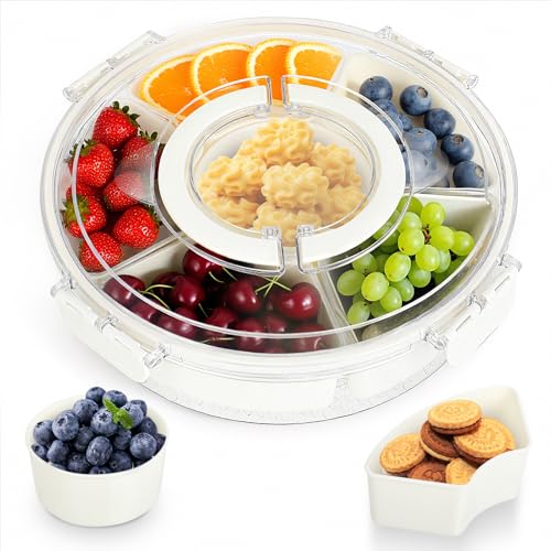 Kievano Snackbox mit Fächern – 360° Drehbarer Snackteller mit Deckel & Griff, Snack Organizer für Süßigkeiten, Obst, Nüsse & Gemüse – Tragbare Frischhaltedose für Kinder, Erwachsene, Party & Picknick Kievano Snackbox mit Fächern – 360° Drehbarer Snackteller mit Deckel & Griff, Snack Organizer für Süßigkeiten, Obst, Nüsse & Gemüse – Tragbare Frischhaltedose für Kinder, Erwachsene, Party & Picknick von Kievano