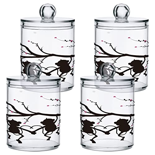 Kigai Monkey Tree Silhouette Qtip Spender für Wattepad, Wattepad, transparent, Kunststoff, Dekoration für Zuhause, Küchentopf, 4 Stück Kigai Monkey Tree Silhouette Qtip Spender für Wattepad, Wattepad, transparent, Kunststoff, Dekoration für Zuhause, Küchentopf, 4 Stück von Kigai
