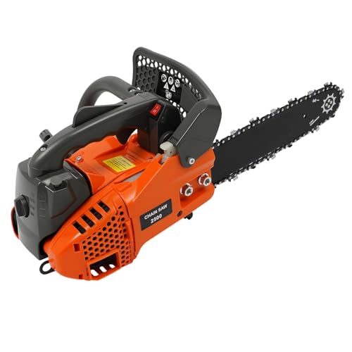 25.4CC Benzin Kettensäge 2-Takt-Motor Kettensäge 12 Zoll Gasoline Chainsaw 9000rpm 1.22hp Benzinbetriebene Motorsäg Verstellbare Kettenspannung Gas Sägen Gas-Kettensägen mit Oberem Handgriff (5kg) von KigerNee