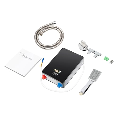 6500W Durchlauferhitzer Elektrisch 220V - Druckloser Warmwasserbereiter mit LED-Display & Thermostat (30-55°C) - IPX4 Schutz für Dusche/Küche - Inkl. Handbrause, Montagezubehör - ABS/Edelstahl von KigerNee
