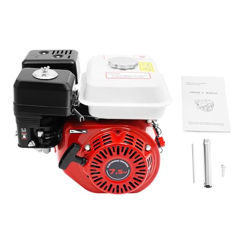 7.5 PS Benzinmotor 4-Takt rot 20mm Kurbelwelle OHV Industriemotor mit Seilzugstart für Hochdruckreiniger Holzspalter Go Kart Rüttelplatte Generator Rasenmäher Luftgekühlt 212cc 3600 U/min von KigerNee