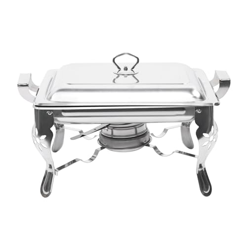 Edelstahl Warmhaltebehälter 6L Speisenwärmer Set | Chafing Dish Buffetbehälter Rechaud für Catering & Party | Mit Spiritusbrenner, Aufsatz & Wassertank | Spülmaschinengeeignet von KigerNee