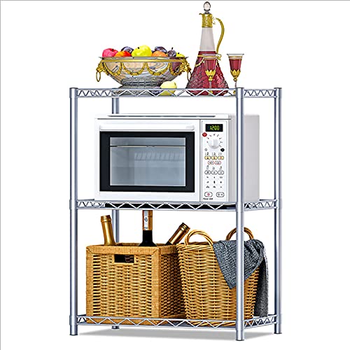 Mikrowellenregal Küchenregal 3-stufig Höhenverstellbar aus Stahl - Stabiles Regal bis 50kg für Mikrowelle & Küchenutensilien, Montagefrei mit Dreiecksverstärkung, Silber Mikrowellenregal Küchenregal 3-stufig Höhenverstellbar aus Stahl - Stabiles Regal bis 50kg für Mikrowelle & Küchenutensilien, Montagefrei mit Dreiecksverstärkung, Silber von KigerNee