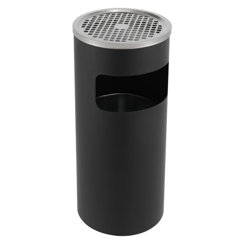 Standaschenbecher für draußen Mülleimer mit Aschenbecher｜201 Edelstahl mit Löschgitter｜30L Großvolumen｜Schwarz Pulverbeschichtet｜Brandsicher für Garten, Hotel, Raucherbereich (61 x 25 cm) von KigerNee