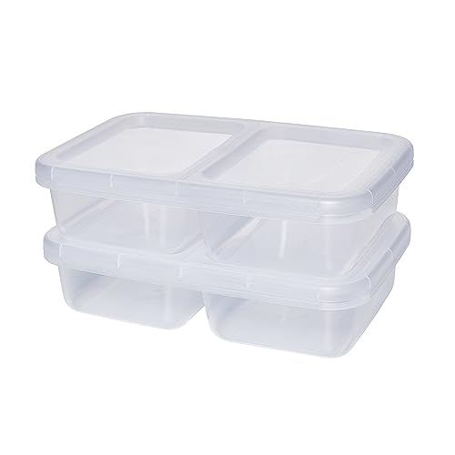 Kigima 2-Fach Mehrweg Menüschale Menübehälter Meal Prep Box 2,4l 2er Set extra stabil wiederverwendbar mikrowellengeeignet von Kigima