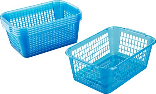 Kigima Aufbewahrungskorb 28x20x11cm 4L 5er Set – Allzweckkorb aus robustem Plastik (BPA-frei) – Aufbewahrungsbox für Küche & Bad – Haushaltskorb zur Aufbewahrung – Korb für Aufbewahrung – Blau von Kigima
