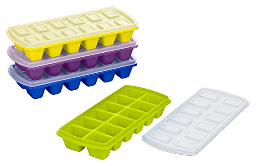 Kigima Eiswürfelbereiter, Eiswürfelform, Babynahrungsbehälter mit Deckel 4er Set für 48 Eiswürfel von Kigima