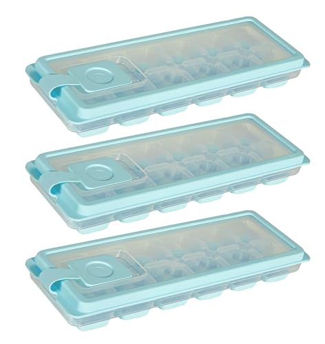 Kigima Eiswürfelformen, Eiswürfelbehälter 3er Set für je 12 Eiswürfel, Ausdrücker und Nachfüllventil, Mint von Kigima