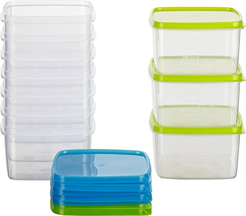 Kigima Gefrierdosen 10x0,5L quadratisch Grün & Blau – Vorratsdosen mit Deckel luftdicht – Transparente Frischhaltedosen – Aufbewahrungsbox Küche für Mealprep & Organisation – Austrian Quality von Kigima