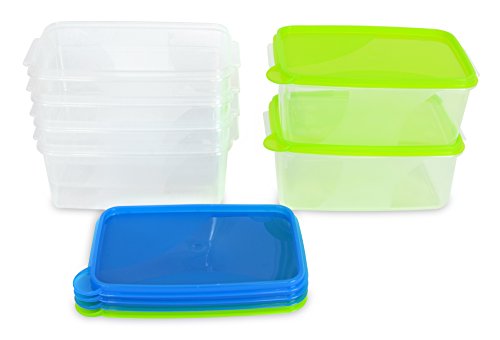 Kigima Frischhaltedose Gefrierbehälter 1,3l rechteckig 18x12x8,5 cm 6er Set blau und grün von Kigima