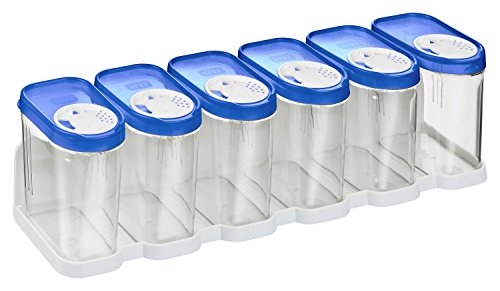 Kigima Gewürzdosen Schüttdosen Streudosen Vorratsdosen 0,25L (6 STK & Regal) Blau von Kigima