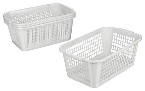 Kigima Aufbewahrungskorb 35x24x14,5cm 9L 4er Set – Allzweckkorb aus robustem Plastik (BPA-frei) – Aufbewahrungsbox für Küche & Bad – Haushaltskorb zur Aufbewahrung – Korb für Aufbewahrung – Granit von Kigima