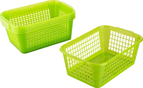Kigima Aufbewahrungskorb 28x20x11cm 4L 5er Set – Allzweckkorb aus robustem Plastik (BPA-frei) – Aufbewahrungsbox für Küche & Bad – Haushaltskorb zur Aufbewahrung – Korb für Aufbewahrung – Grün von Kigima