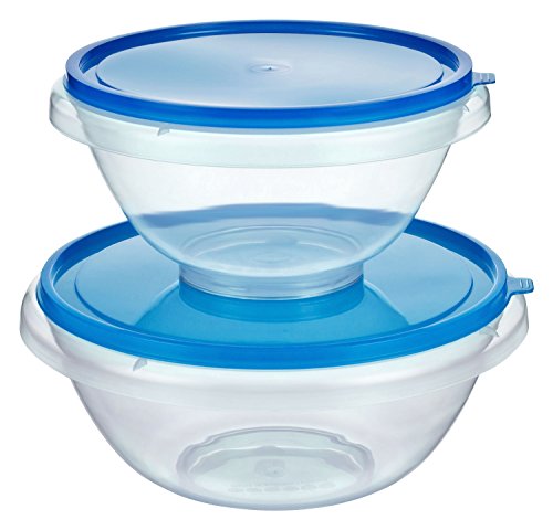 Kigima Schüssel mit Deckel Set 4,5L-7L Blau – Vielseitiges Schüsselset aus robustem Plastik BPA-Frei – Perfekt als Salatschüssel, Rührschüssel, oder Teigschüssel – Praktische Schüsseln für die Küche von Kigima
