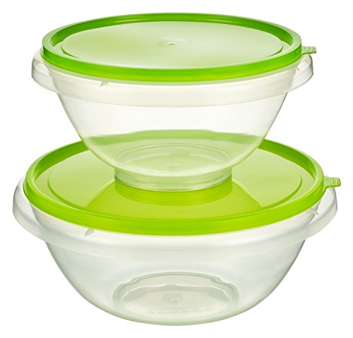 Kigima Schüssel mit Deckel Set 4,5L-7L Grün – Vielseitiges Schüsselset aus robustem Plastik BPA-Frei – Perfekt als Salatschüssel, Rührschüssel, oder Teigschüssel – Praktische Schüsseln für die Küche von Kigima
