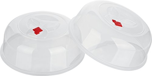 Kigima XL Mikrowellen-Abdeckung 29cm 2er Set – Runde Mikrowellenhaube mit Entlüftungslöchern – Praktische Microwellenabdeckungen aus robustem Plastik (BPA-Frei) – Stapelbare Abdeckhaube für Mikrowelle von Kigima
