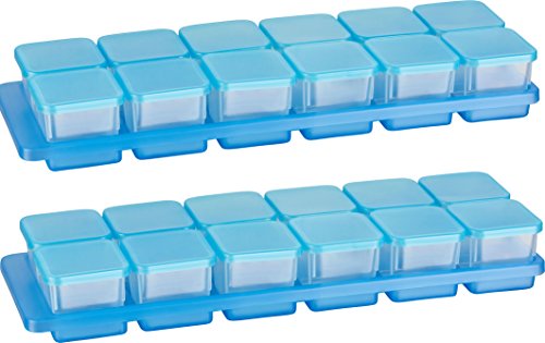 Kigima Mini-Tiefkühldose Rechteckig 3,5x3,5x3,3 cm 0,03L (24 STK) & Halterung (2 STK) von Kigima