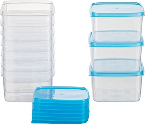 Kigima Gefrierdosen 10x0,5L quadratisch Hellblau – Vorratsdosen mit Deckel luftdicht – Frischhaltedosen mit Deckel – Aufbewahrungsbox Küche für Mealprep & Organisation – Austrian Quality von Kigima