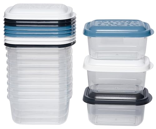 Kigima Gefrierdosen 12x0,25L rechteckig Bunt – Elegante Vorratsdosen mit Deckel luftdicht – Transparente Frischhaltedosen mit Deckel – Aufbewahrungsbox Küche für Mealprep & Organisation – Made in EU von Kigima