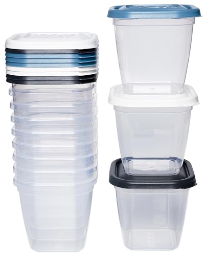 Kigima Gefrierdosen 12x0,55L quadratisch Bunt – Elegante Vorratsdosen mit Deckel luftdicht – Transparente Frischhaltedosen mit Deckel – Aufbewahrungsbox Küche für Mealprep & Organisation – Made in EU von Kigima