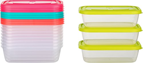 Kigima Gefrierdosen 12x0,8L rechteckig mehrfarbig – Vorratsdosen mit Deckel luftdicht – Frischhaltedosen mit Deckel – Aufbewahrungsbox Küche für Mealprep & Organisation von Kigima