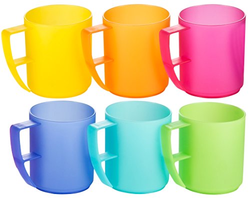 Kigima Plastikbecher mit Henkel 0,3l 6er Set Rainbow – bunte, extra stabile Trinkbecher für Kinder, Partys, Festivals – Mehrweg Kunststoffbecher – Becher aus Plastik – wiederverwendbare Plastik-Becher von Kigima